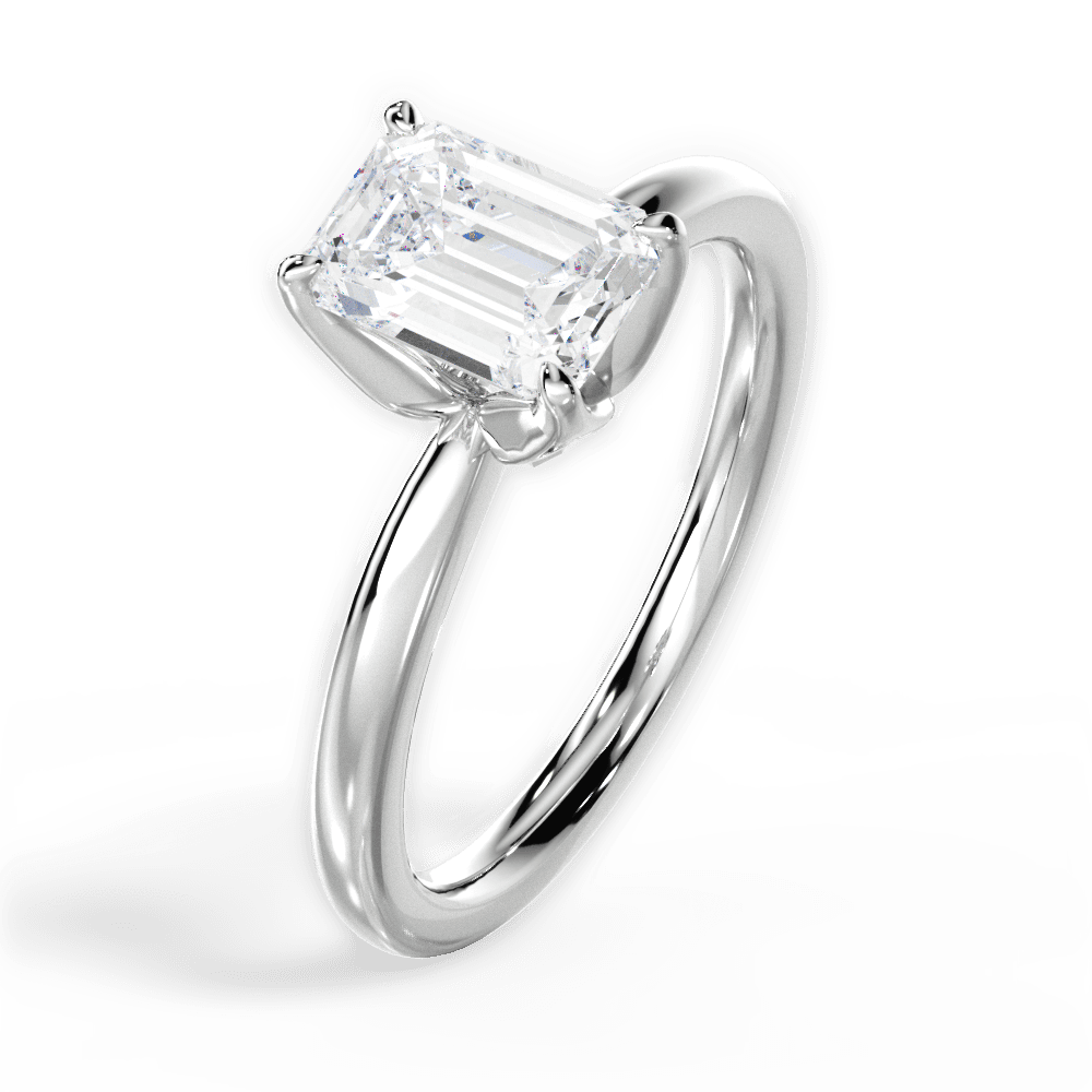 Abigail Emerald Cut Lab Grown Diamond 18Kt White Gold Engagement Ring - View 2
