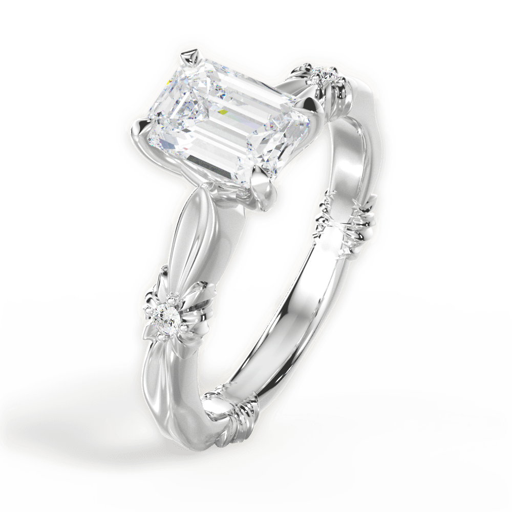 Claire Emerald Cut Lab Grown Diamond Platinum Engagement Ring - View 4