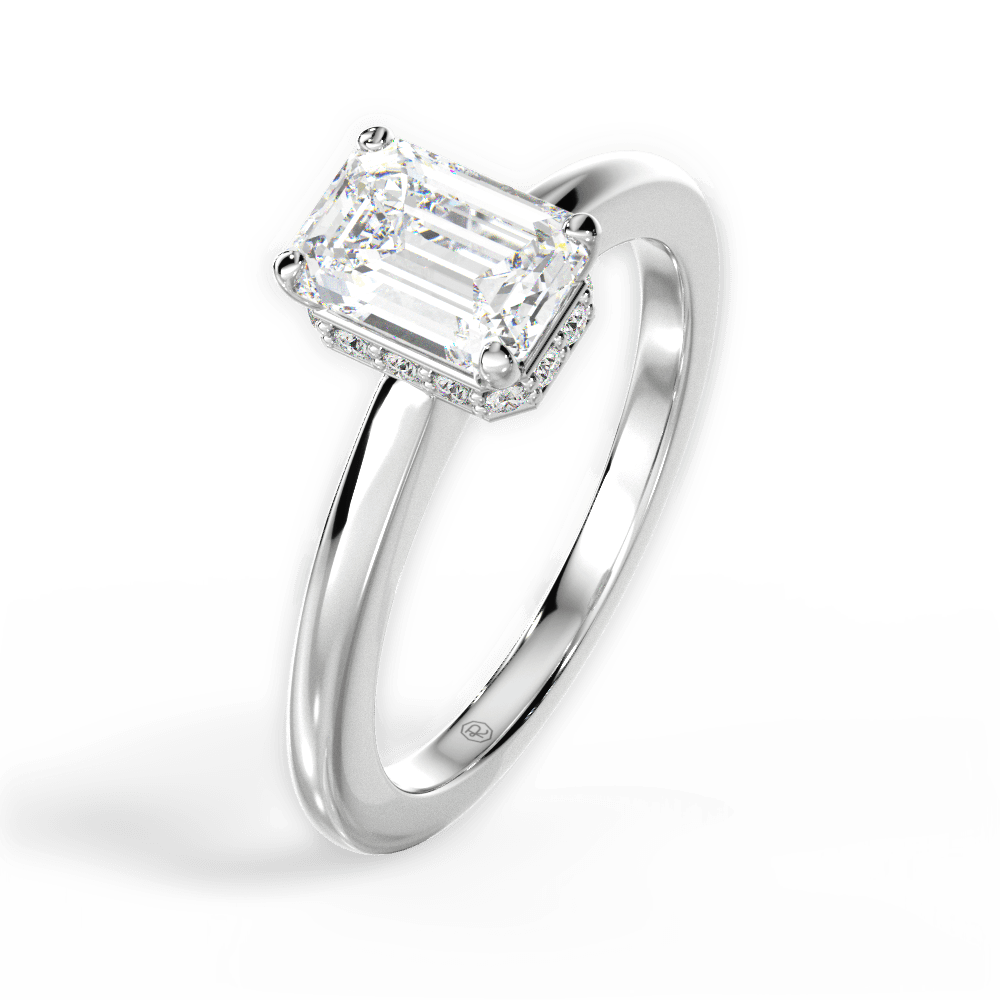 Brianna Emerald Cut Lab Grown Diamond Platinum Engagement Ring - View 3