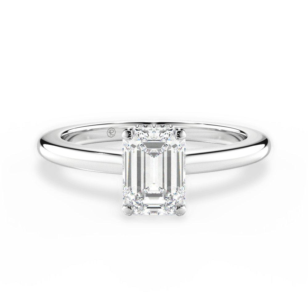 Brianna Emerald Cut Lab Grown Diamond 14Kt White Gold Engagement Ring