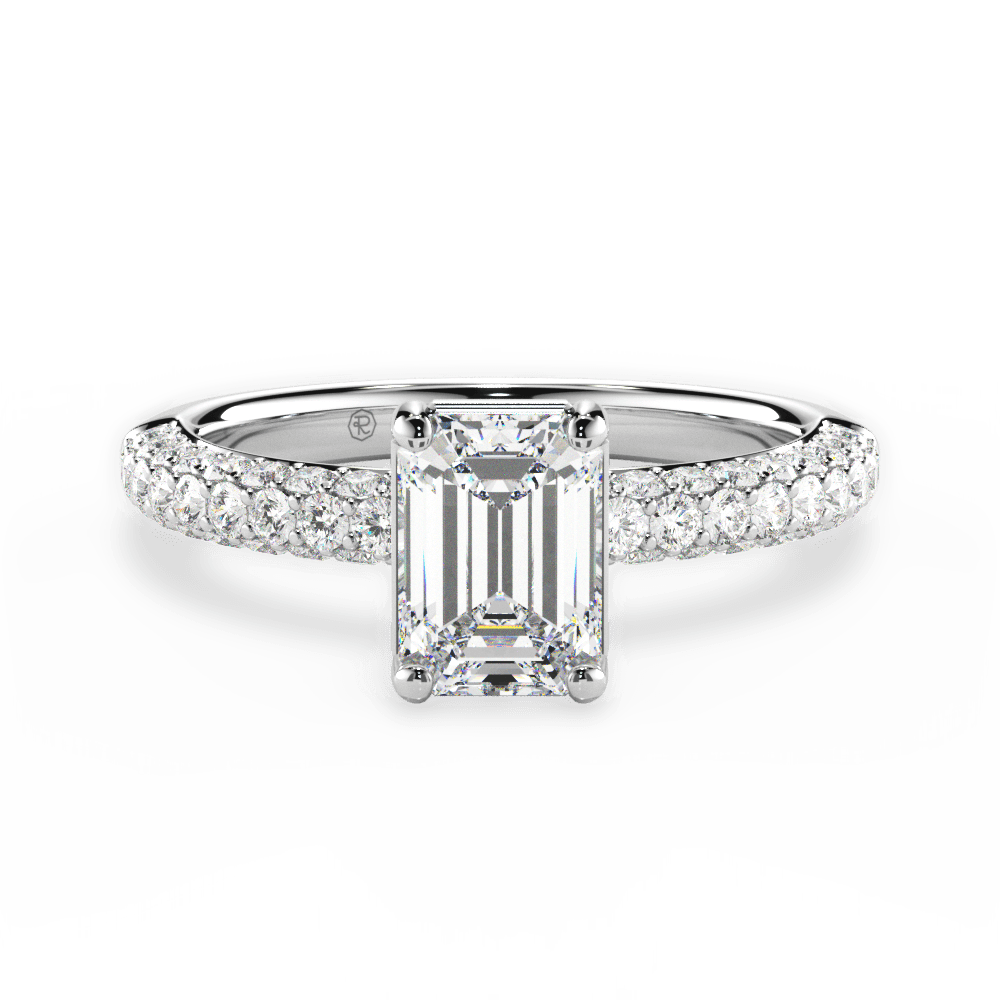 Kylie Emerald Cut Lab Grown Diamond 18Kt White Gold Engagement Ring