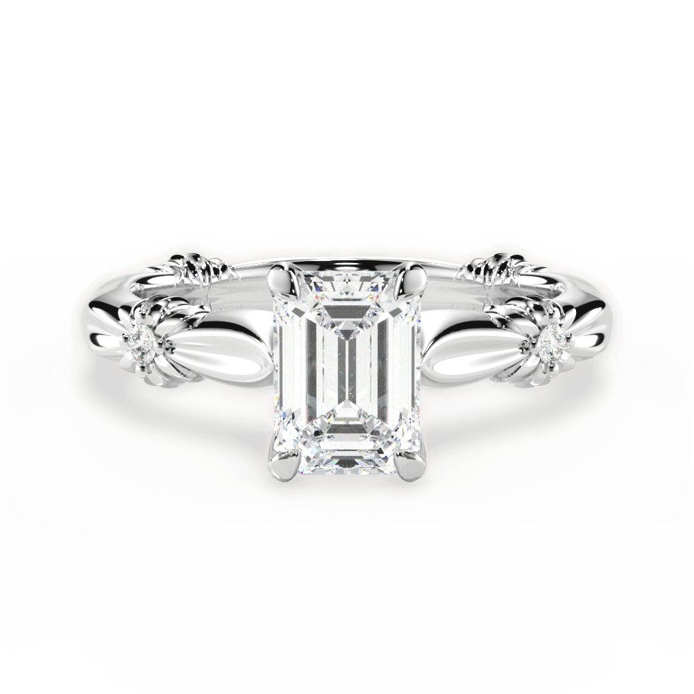Claire Emerald Cut Lab Grown Diamond 18Kt White Gold Engagement Ring
