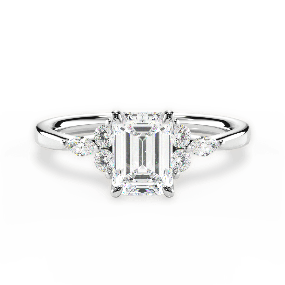 Cynthia Emerald Cut Lab Grown Diamond Platinum Engagement Ring