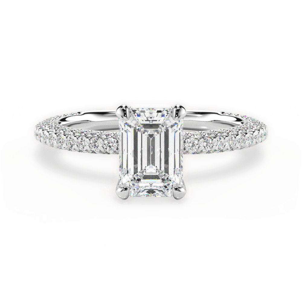 Kristen Emerald Cut Lab Grown Diamond 14Kt White Gold Engagement Ring