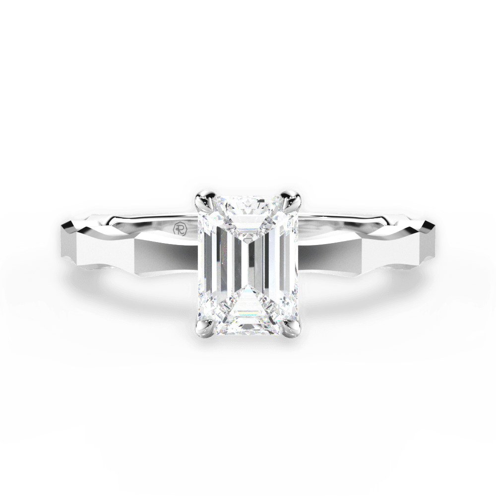 Aaliyah Emerald Cut Lab Grown Diamond 14Kt White Gold Engagement Ring