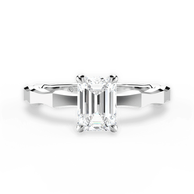 Emerald lab diamond engagement ring