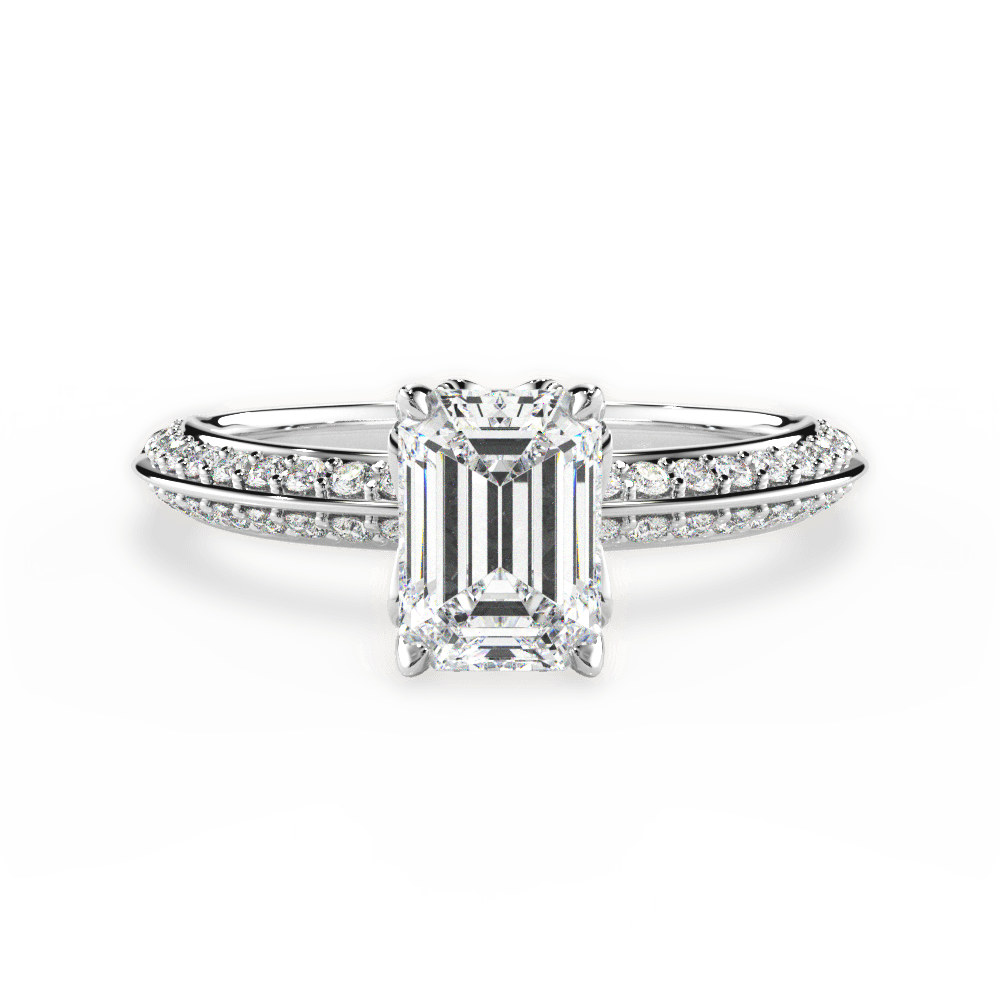 Gail Emerald Cut Lab Grown Diamond Platinum Engagement Ring