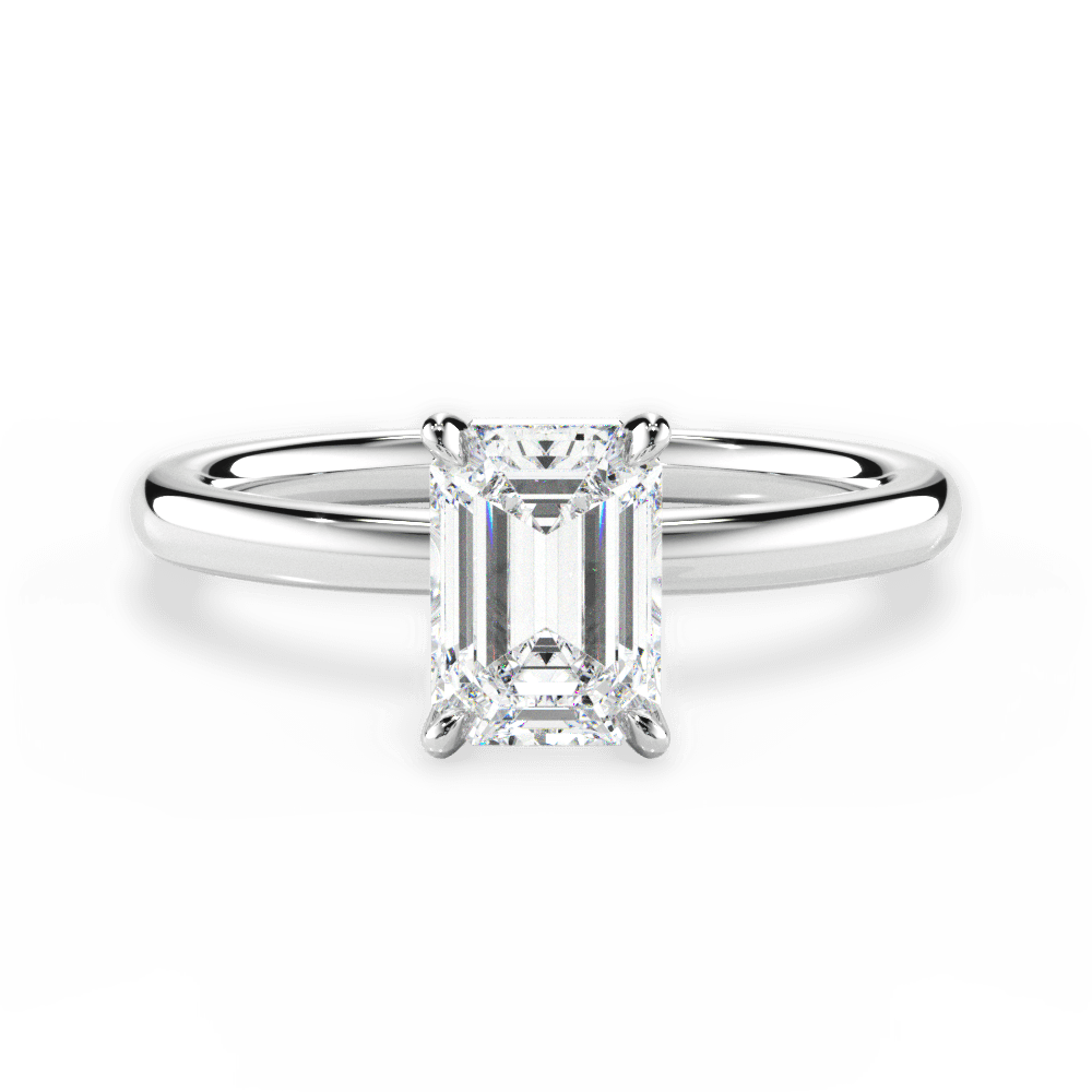Angela Emerald Cut Lab Grown Diamond 18Kt White Gold Engagement Ring
