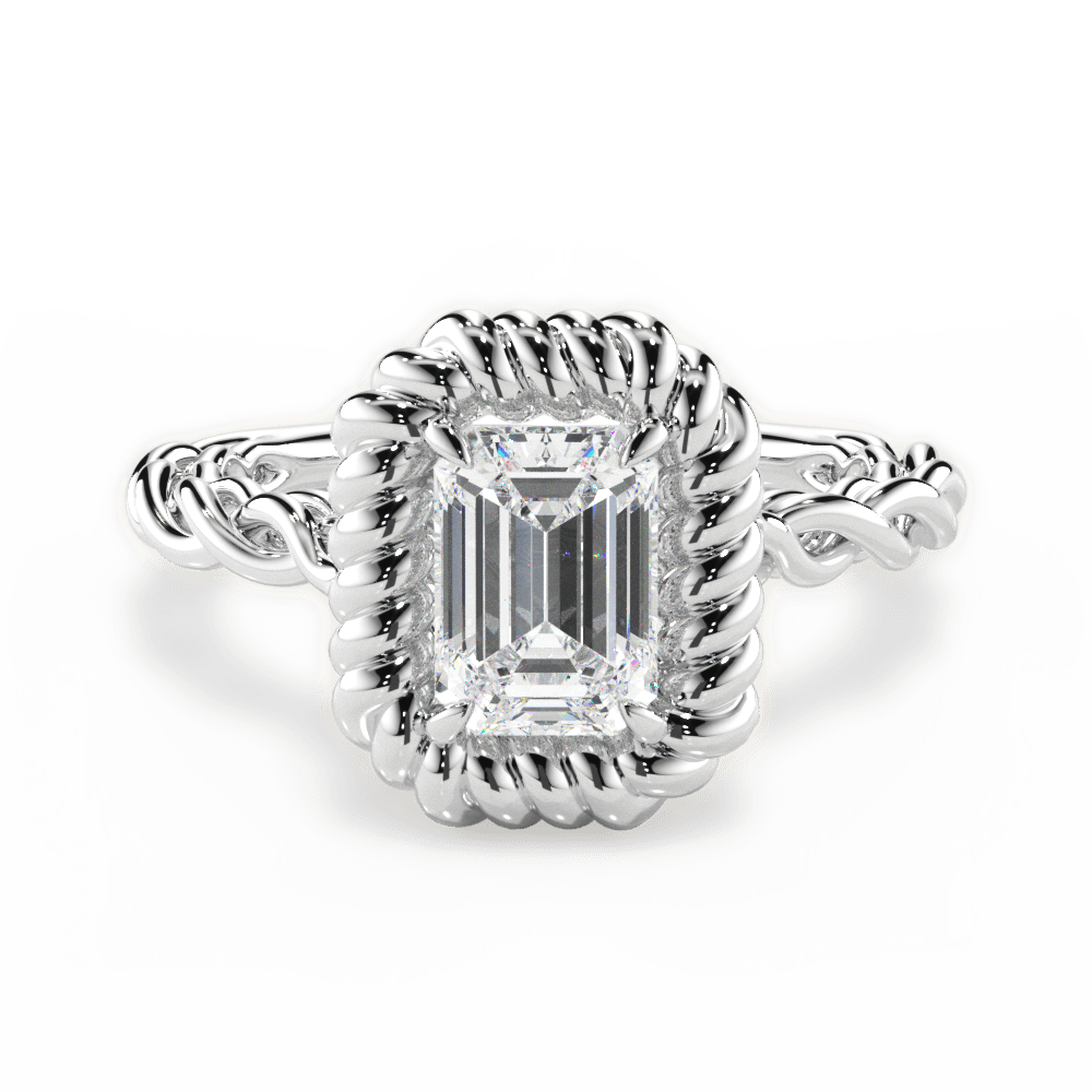 Belinda Emerald Cut Lab Grown Diamond 14Kt White Gold Engagement Ring