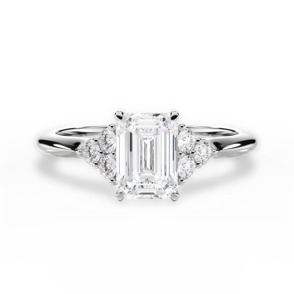 Celeste Emerald Cut Lab Grown Diamond 18Kt White Gold Engagement Ring