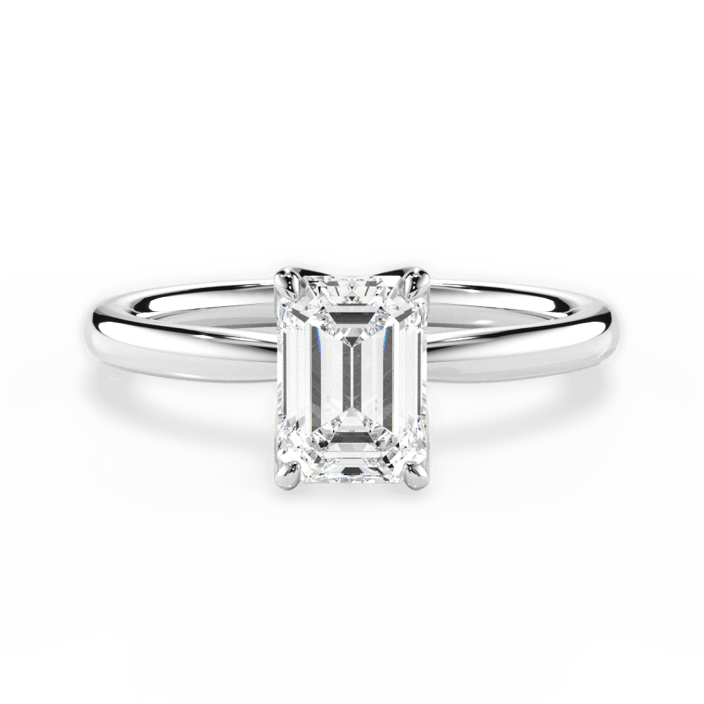 Abigail Emerald Cut Lab Grown Diamond 14Kt White Gold Engagement Ring