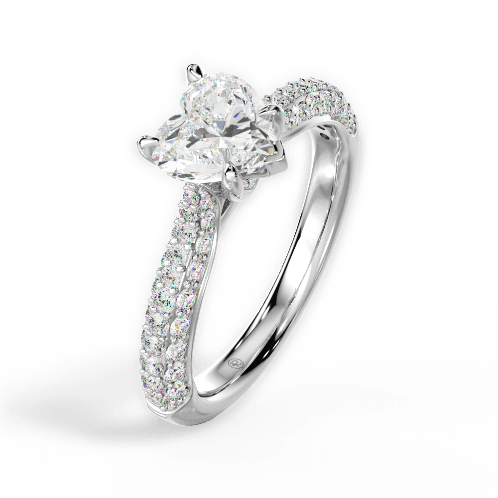 Kira Heart Cut Lab Grown Diamond 18Kt White Gold Engagement Ring - View 4