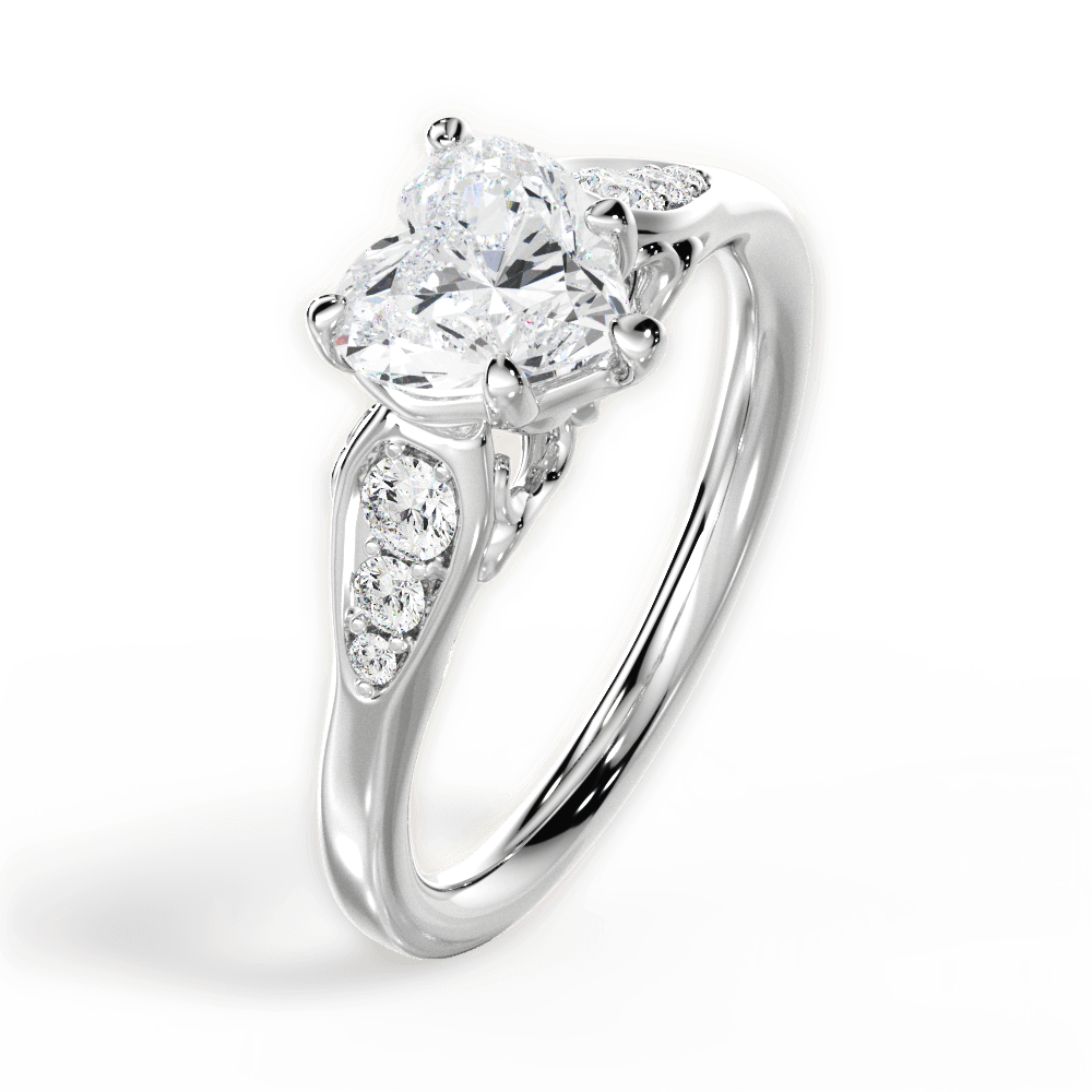 Cecilia Heart Cut Lab Grown Diamond 14Kt White Gold Engagement Ring - View 2