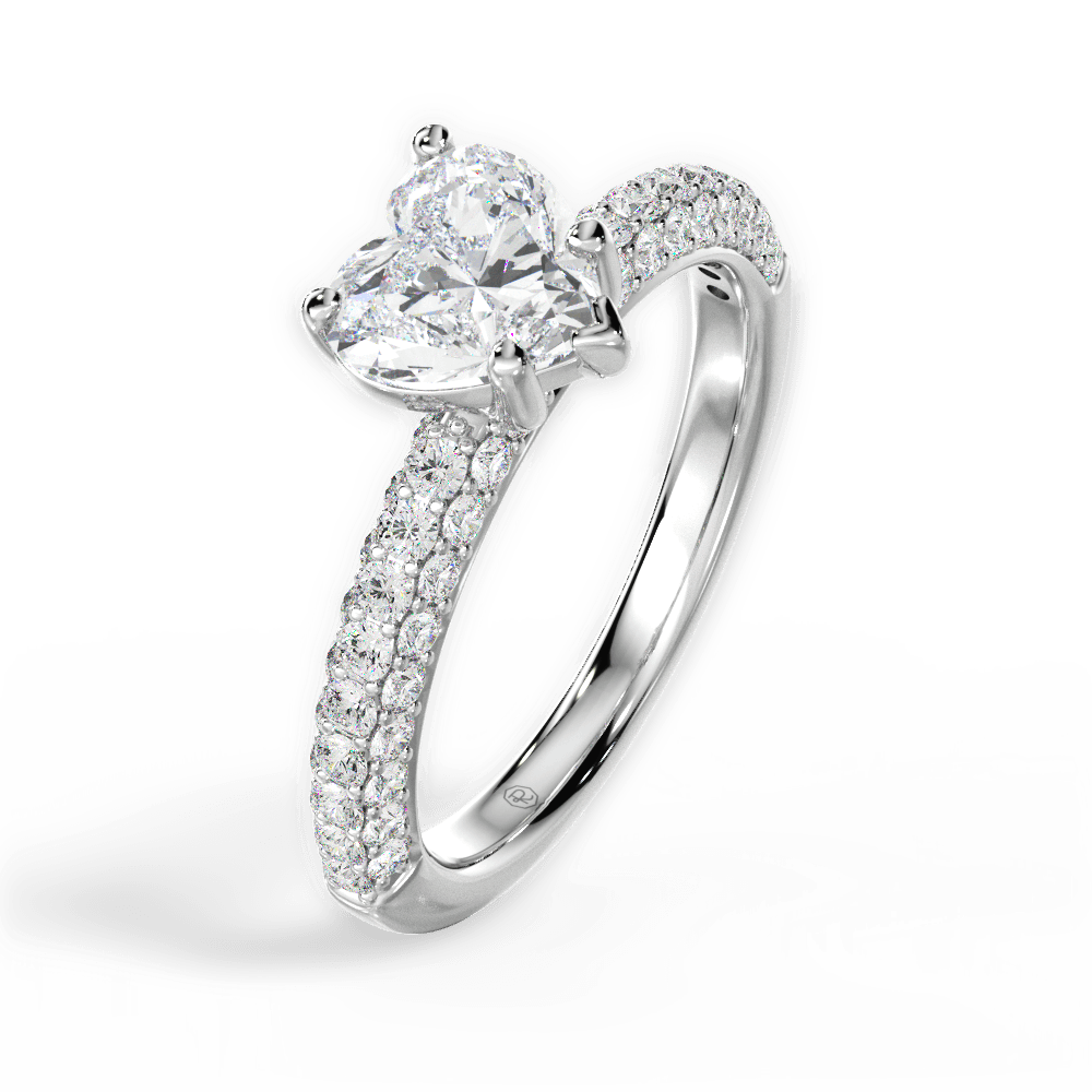 Kylie Heart Cut Lab Grown Diamond 18Kt White Gold Engagement Ring - View 2
