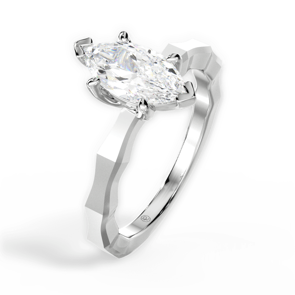 Aaliyah Marquise Cut Lab Grown Diamond 18Kt White Gold Engagement Ring - View 4