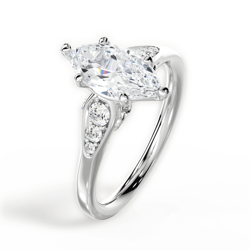 Cecilia Marquise Cut Lab Grown Diamond 14Kt White Gold Engagement Ring - View 3