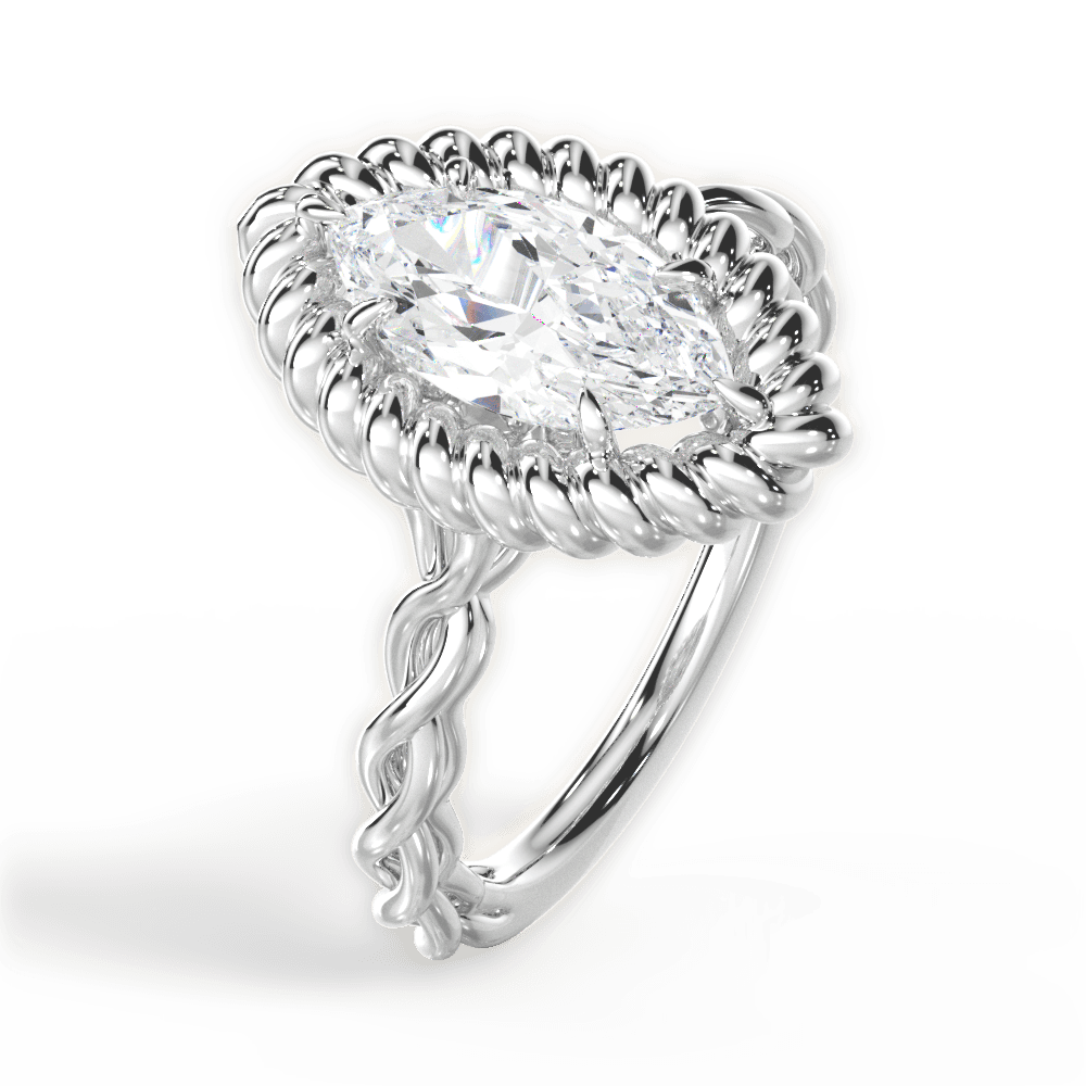 Belinda Marquise Cut Lab Grown Diamond Platinum Engagement Ring - View 3