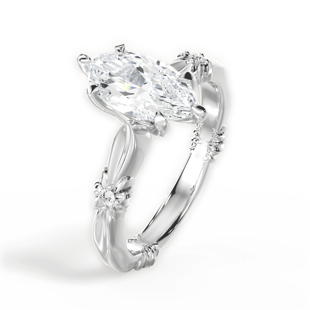 Claire Marquise Cut Lab Grown Diamond 18Kt White Gold Engagement Ring - View 2