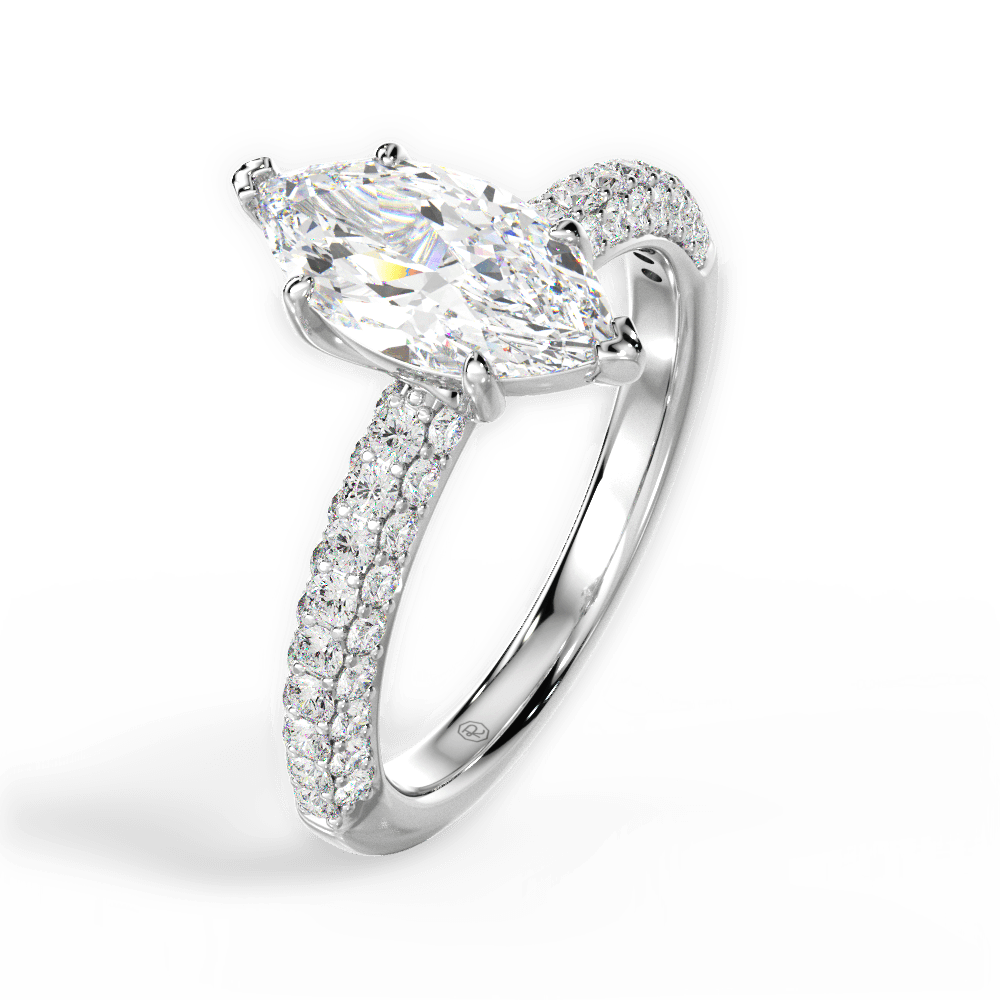 Kylie Marquise Cut Lab Grown Diamond 14Kt White Gold Engagement Ring - View 3