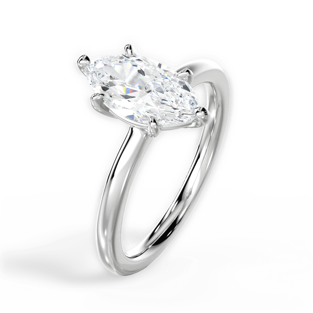 Angela Marquise Cut Lab Grown Diamond 14Kt White Gold Engagement Ring - View 2