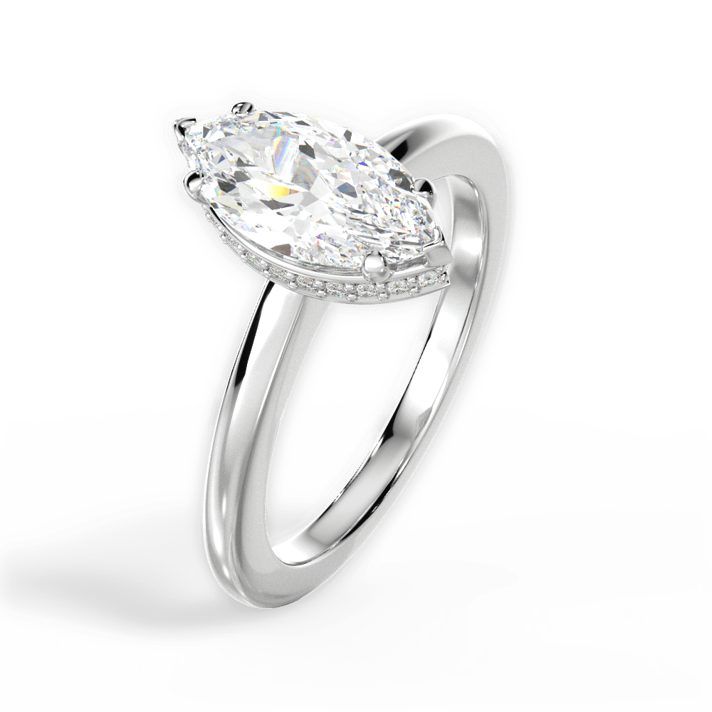 Brianna Marquise Cut Lab Grown Diamond Platinum Engagement Ring - View 4