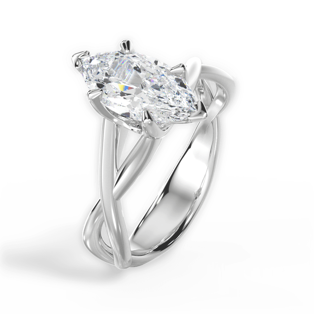 Aubrey Marquise Cut Lab Grown Diamond 18Kt White Gold Engagement Ring - View 3