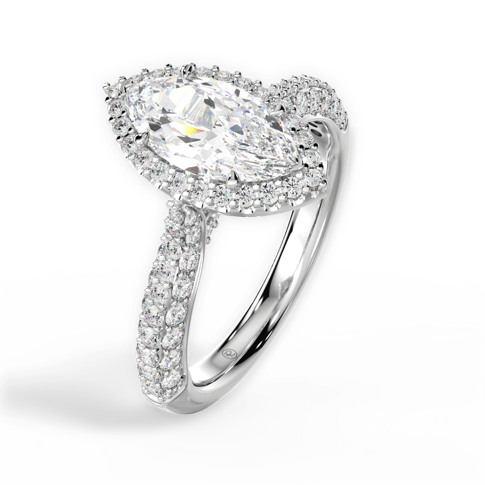 Lucy Marquise Cut Lab Grown Diamond 14Kt White Gold Engagement Ring - View 3