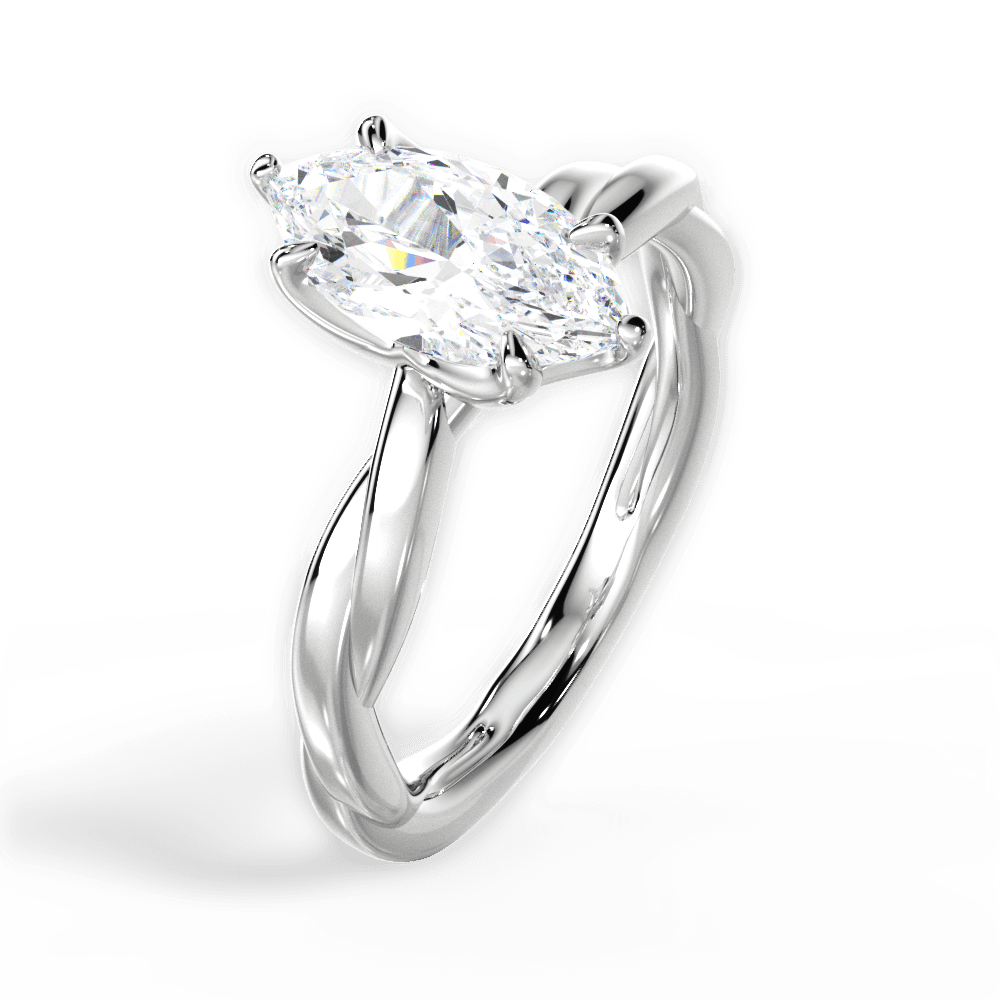 Bianca Marquise Cut Lab Grown Diamond 14Kt White Gold Engagement Ring - View 2