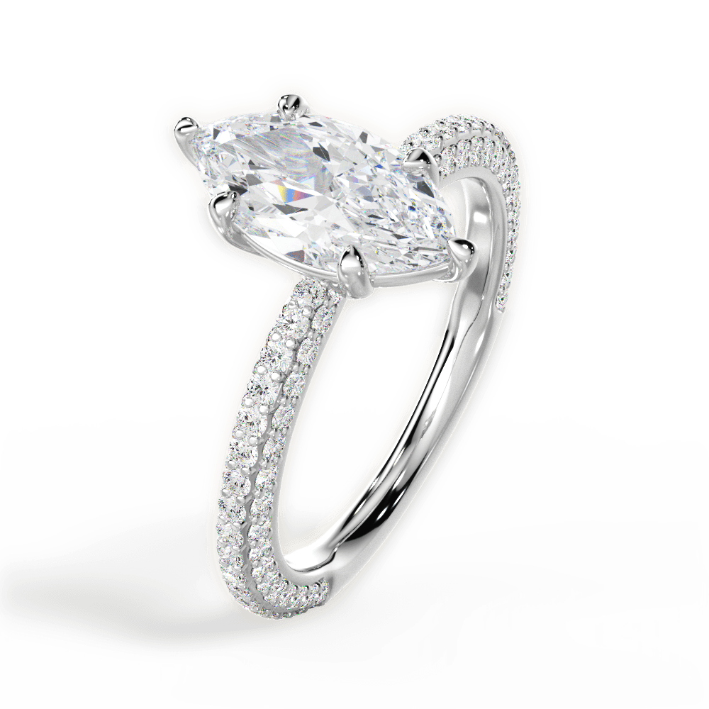 Kristen Marquise Cut Lab Grown Diamond 18Kt White Gold Engagement Ring - View 3