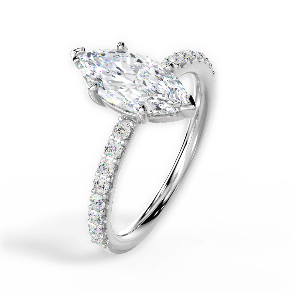 Elsie Marquise Cut Lab Grown Diamond 18Kt White Gold Engagement Ring - View 4