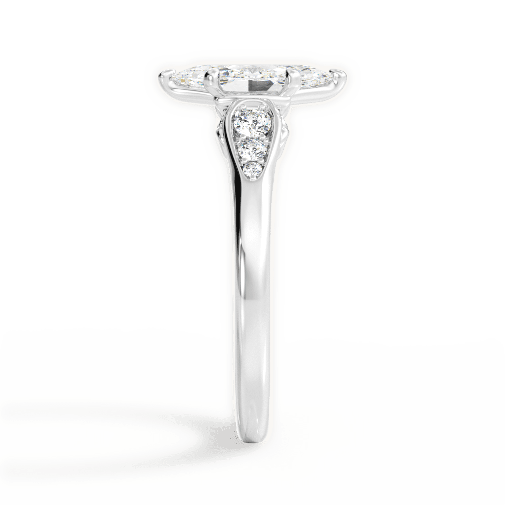 Cecilia Marquise Cut Lab Grown Diamond 18Kt White Gold Engagement Ring - View 2