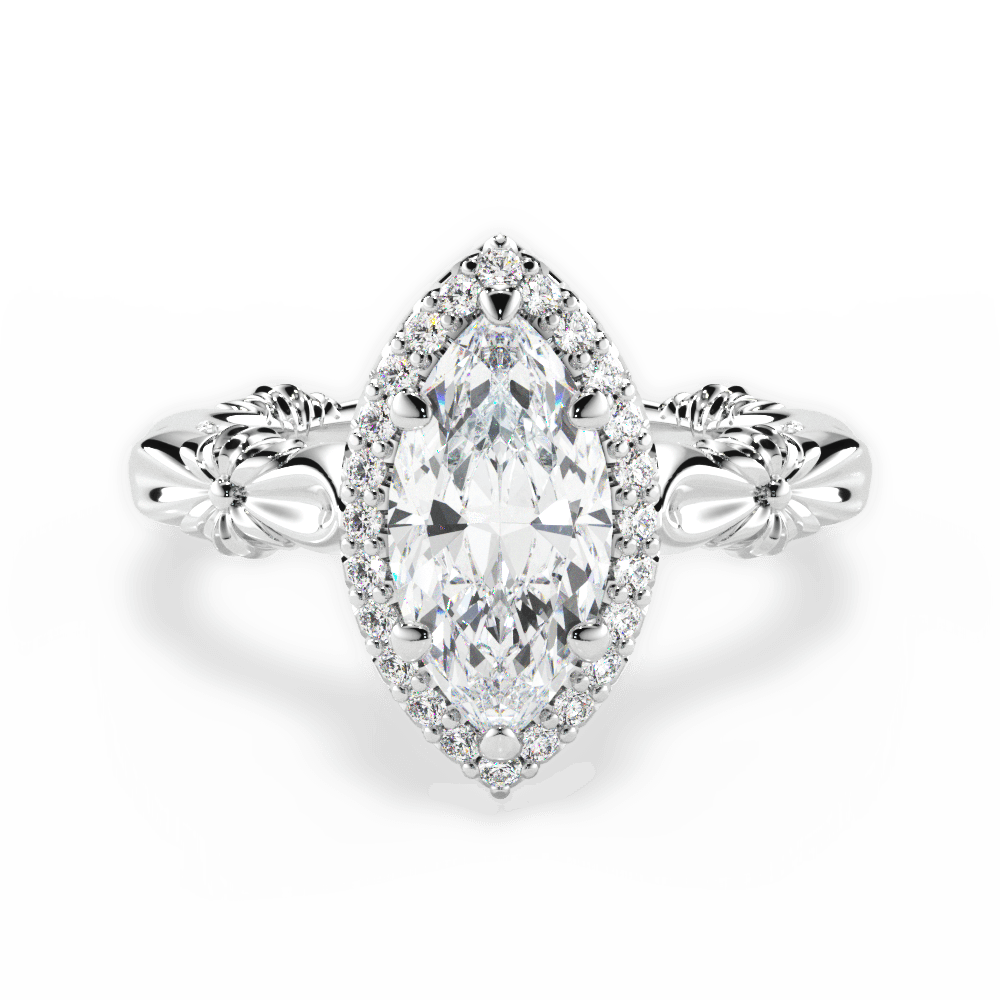Erica Marquise Cut Lab Grown Diamond 18Kt White Gold Engagement Ring