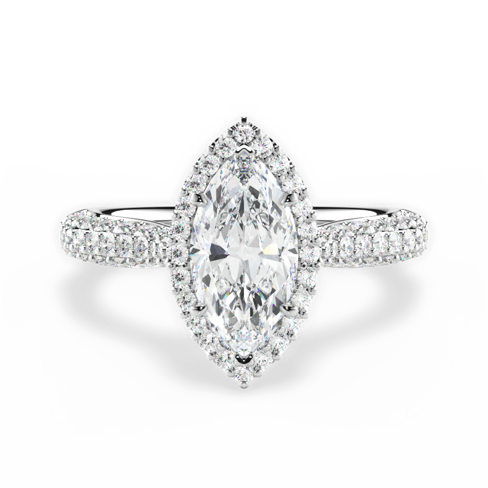 Lucy Marquise Cut Lab Grown Diamond 14Kt White Gold Engagement Ring
