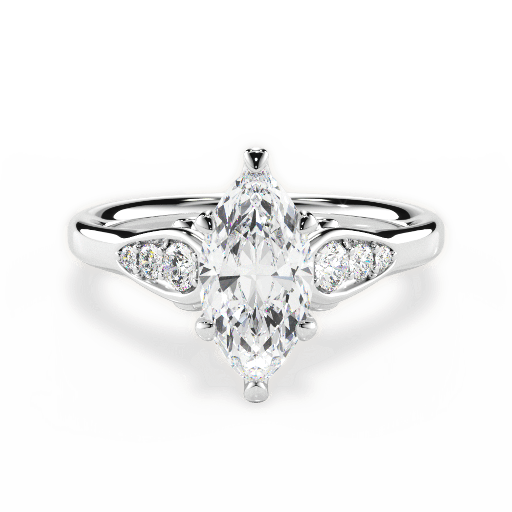 Cecilia Marquise Cut Lab Grown Diamond 14Kt White Gold Engagement Ring