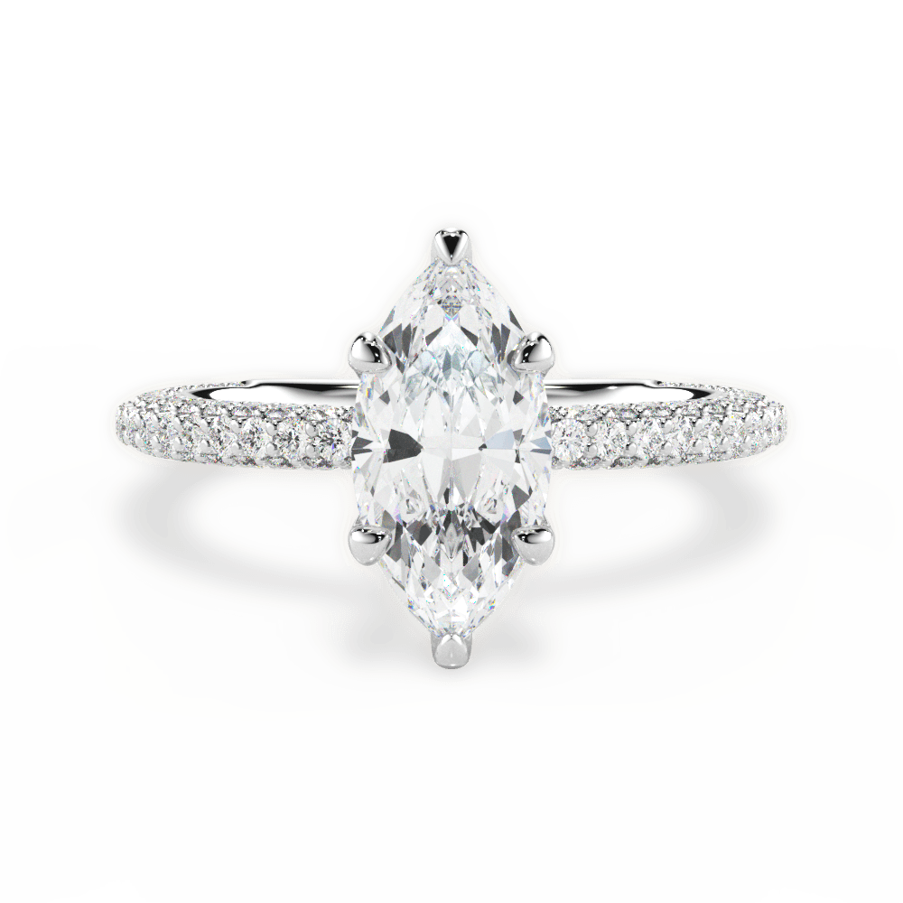 Kristen Marquise Cut Lab Grown Diamond 14Kt White Gold Engagement Ring