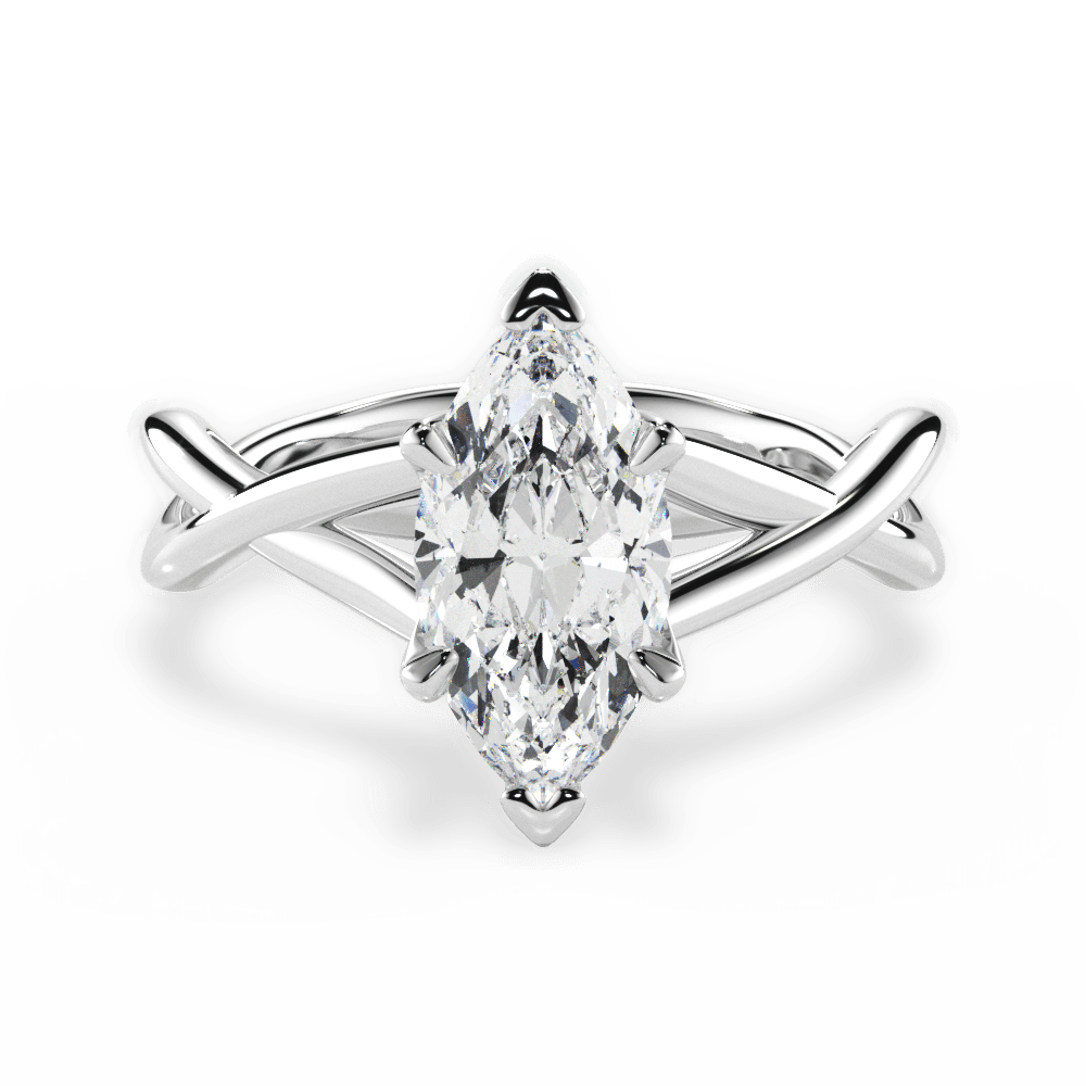 Aubrey Marquise Cut Lab Grown Diamond 14Kt White Gold Engagement Ring