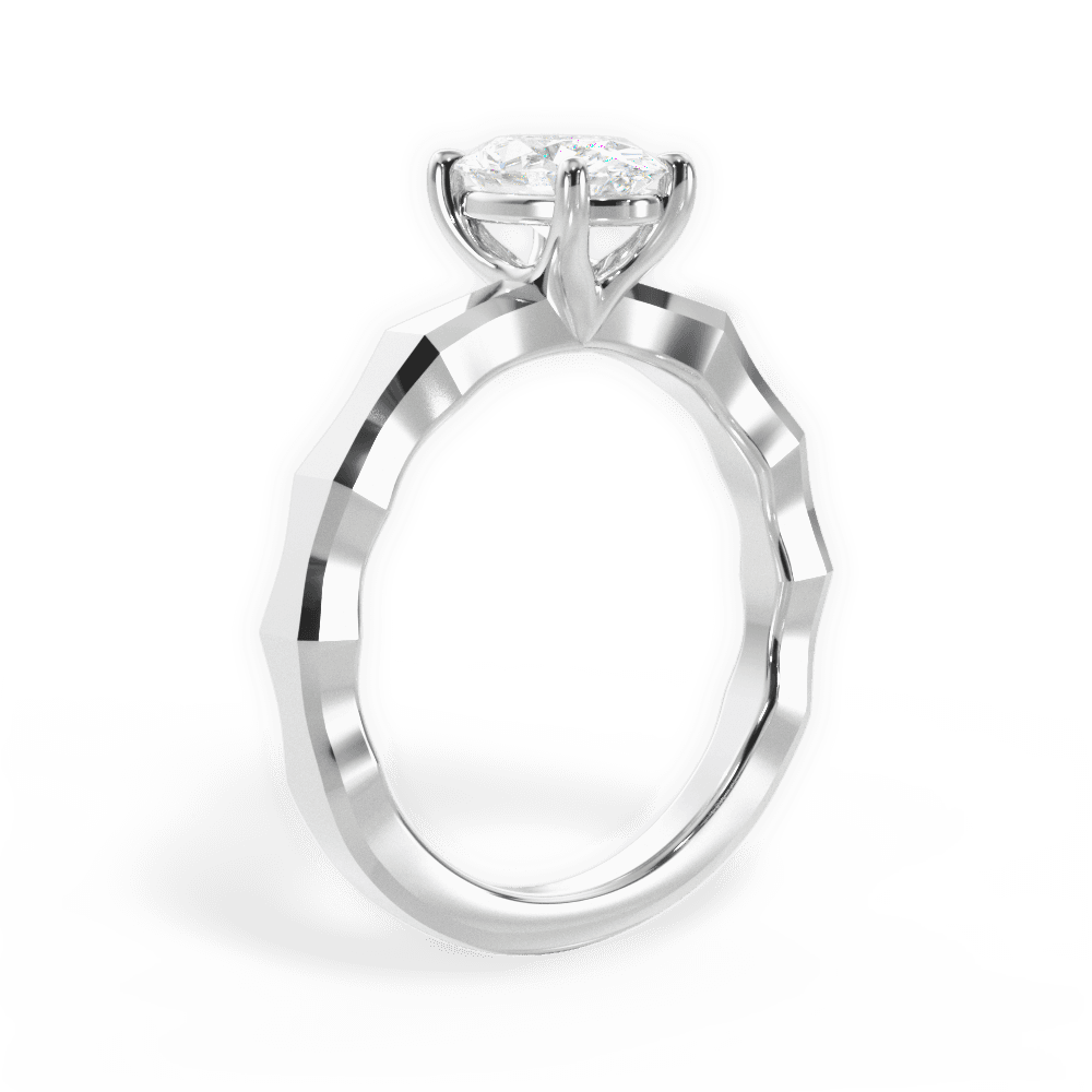 Aaliyah Oval Cut Lab Grown Diamond 18Kt White Gold Engagement Ring - View 2