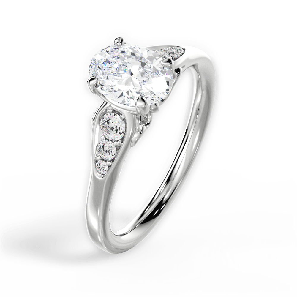 Cecilia Oval Cut Lab Grown Diamond 14Kt White Gold Engagement Ring - View 4