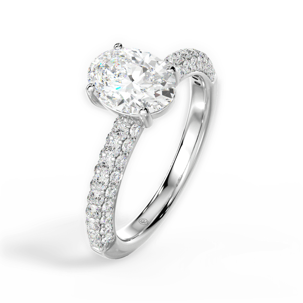 Kylie Oval Cut Lab Grown Diamond 18Kt White Gold Engagement Ring - View 3