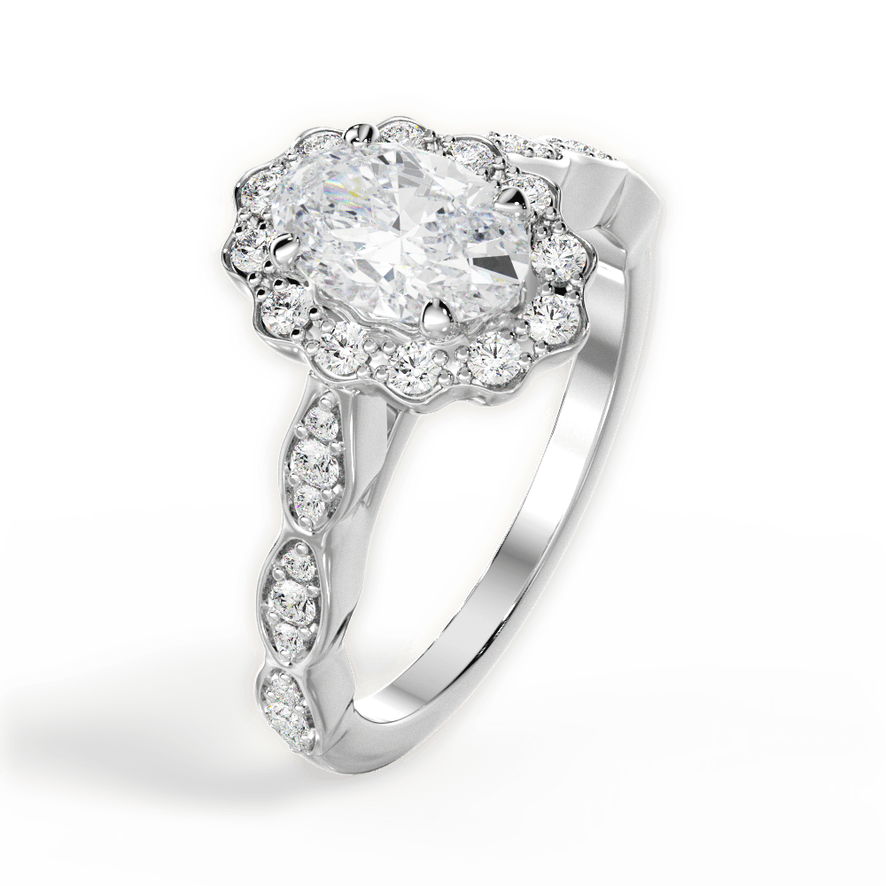 Jane Oval Cut Lab Grown Diamond Platinum Engagement Ring - View 3
