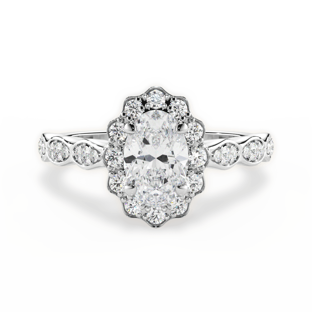 Jane Oval Cut Lab Grown Diamond Platinum Engagement Ring