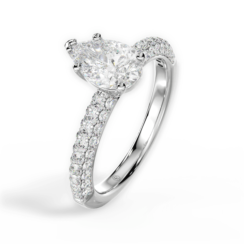 Kylie Pear Cut Lab Grown Diamond 18Kt White Gold Engagement Ring - View 2