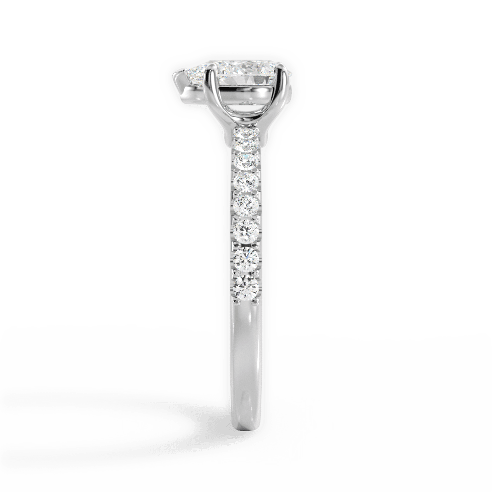Elsie Pear Cut Lab Grown Diamond 18Kt White Gold Engagement Ring - View 3