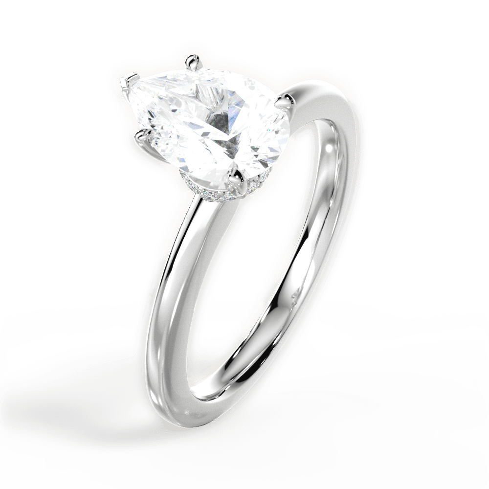 Cara Pear Cut Lab Grown Diamond Platinum Engagement Ring - View 4