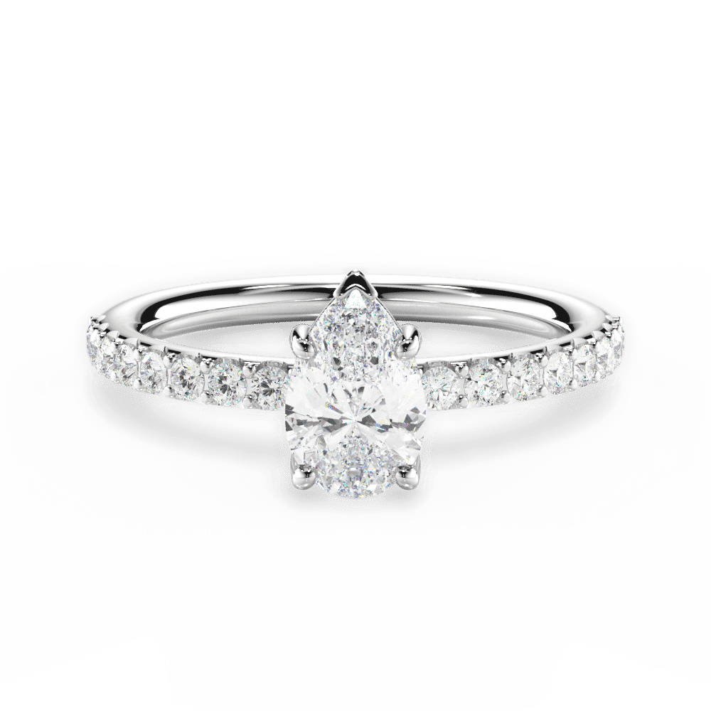 Elsie Pear Cut Lab Grown Diamond 18Kt White Gold Engagement Ring