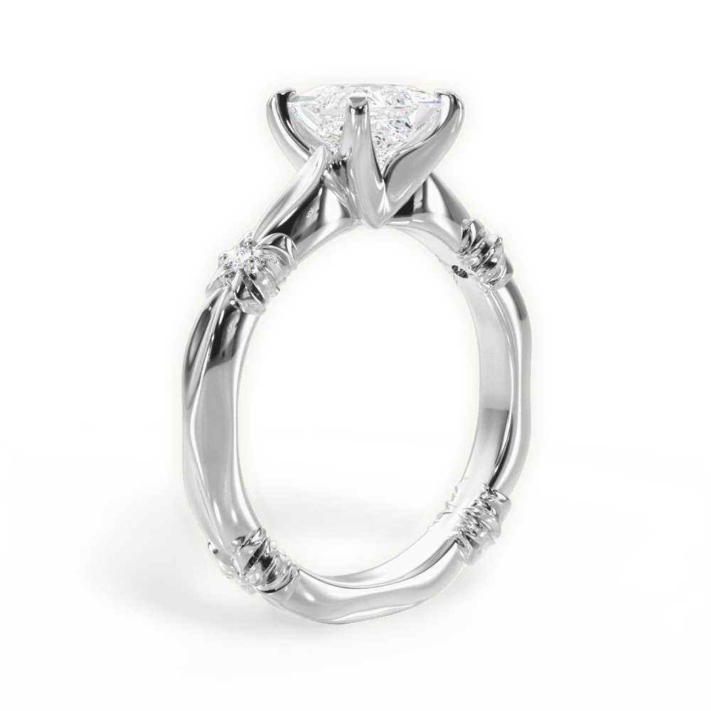 Claire Princess Cut Lab Grown Diamond 18Kt White Gold Engagement Ring - View 3