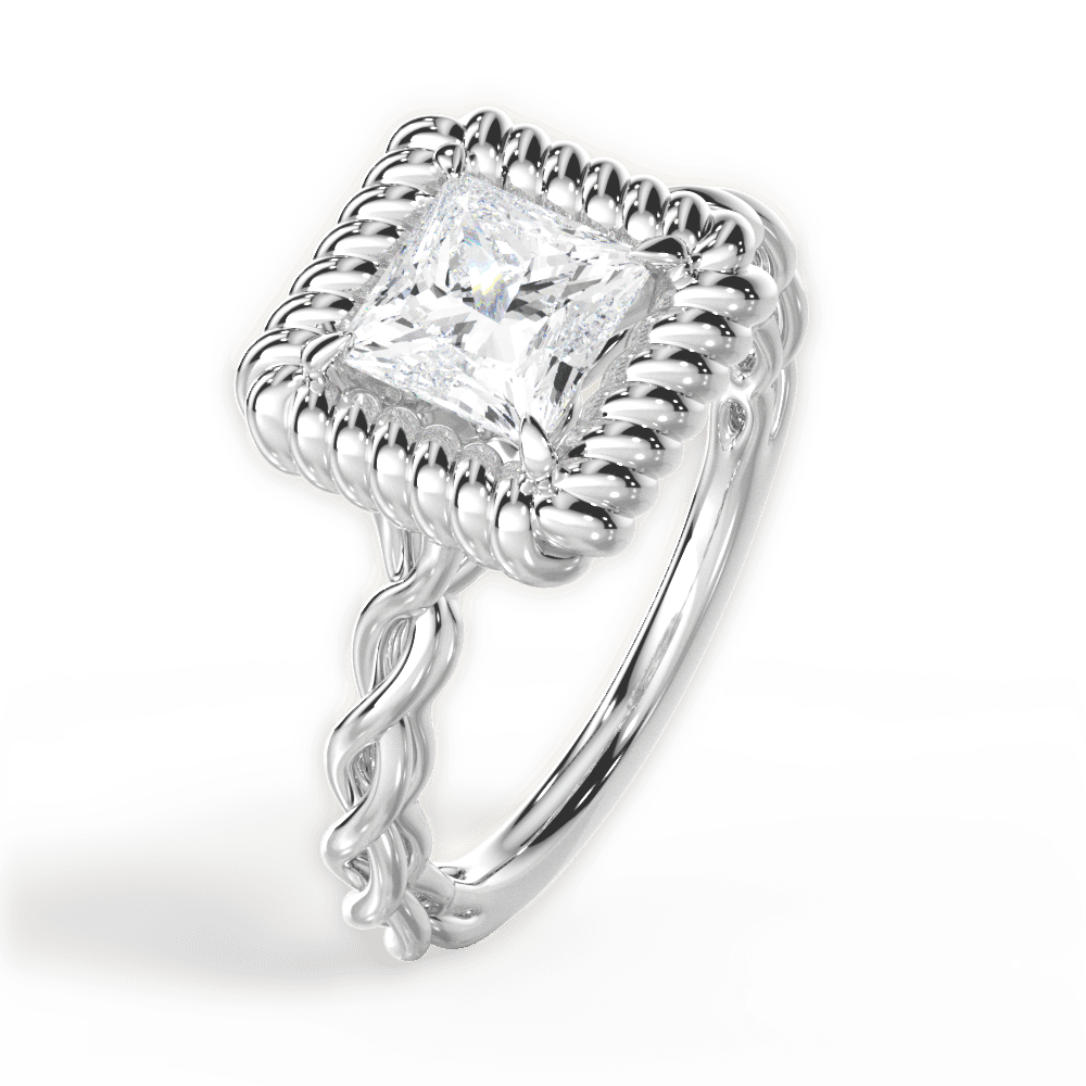 Belinda Princess Cut Lab Grown Diamond 14Kt White Gold Engagement Ring - View 3