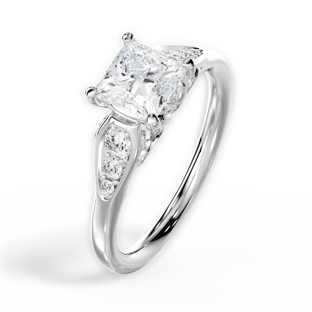 Cecilia Princess Cut Lab Grown Diamond Platinum Engagement Ring - View 3