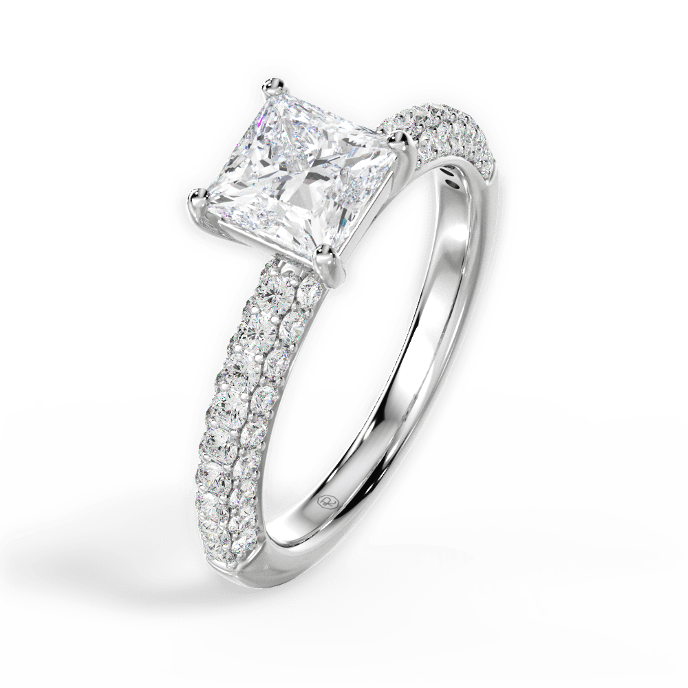 Kylie Princess Cut Lab Grown Diamond 18Kt White Gold Engagement Ring - View 3