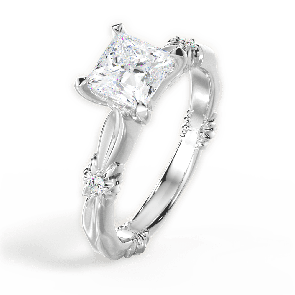 Claire Princess Cut Lab Grown Diamond Platinum Engagement Ring - View 2